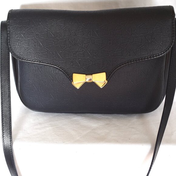Nina Ricci Handbags - Nina Ricci Logo Embossed Black Leather Cross Body Bag - France